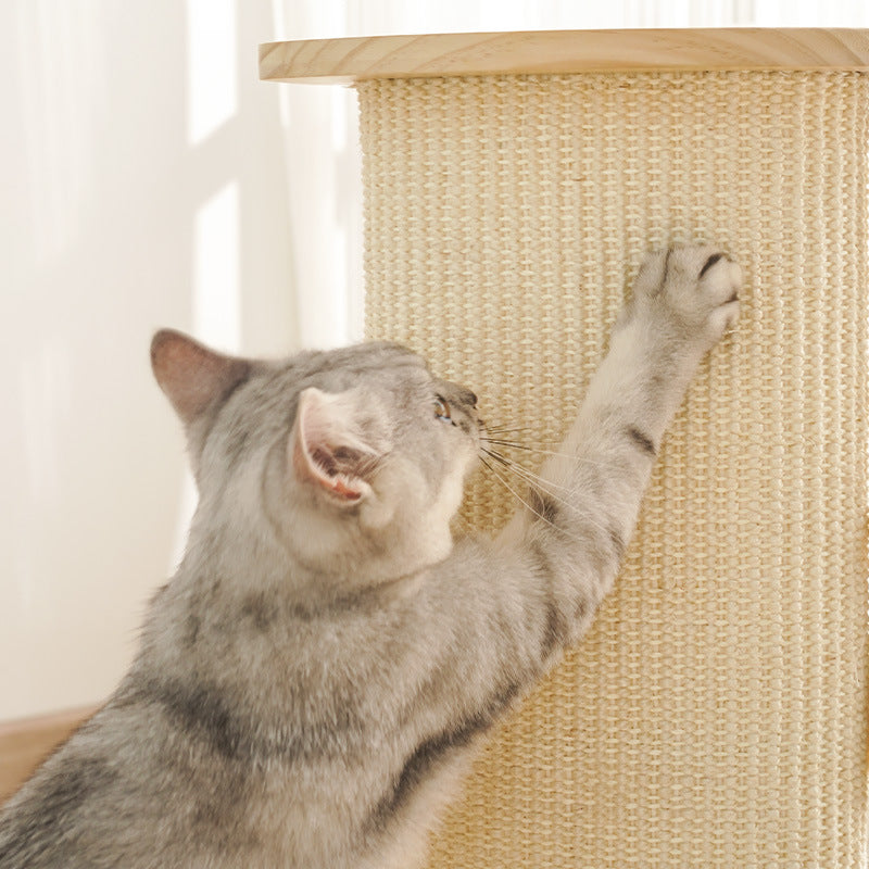 Cat Scratching Post, Cat Scratcher, 4-in-1 Premium Sisal Scratching Pad and Paper Rope Scratching Post with Interactive Track Toys and Dangling Plush Ball for Indoor Cats