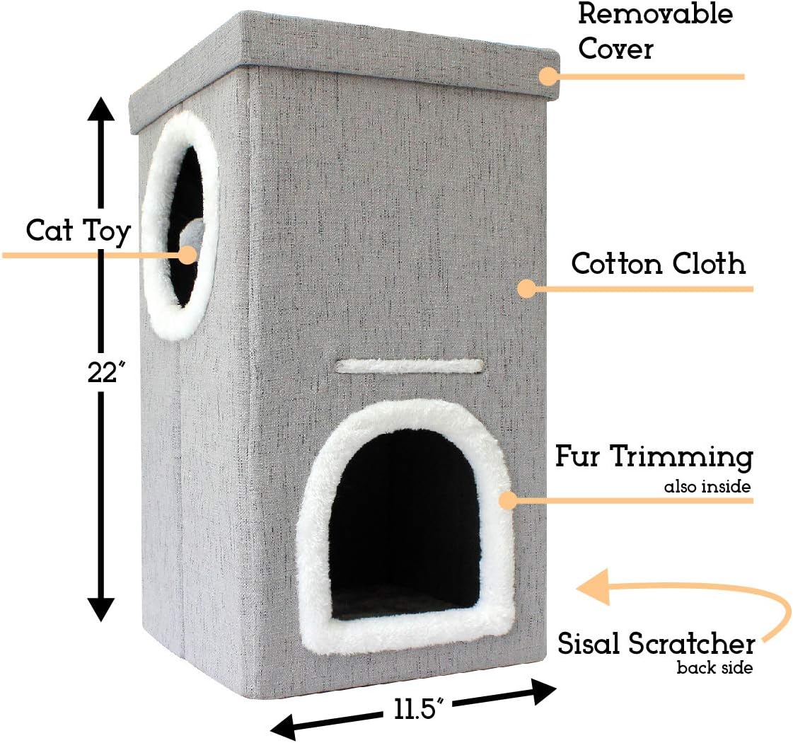 Pet Supply 2 Level Cat House - Modern Cat Condo & Kitten Bed