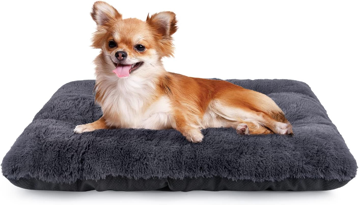 Large Dog Bed Crate Pad, Washable Dog Beds Fluffy Soft Kennel Pad Pet Sleeping