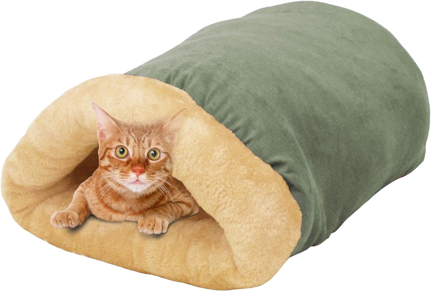 4 in 1 Self Warming Burrow Cat Bed, Pet Hideway Sleeping Cuddle Cave (Brown)