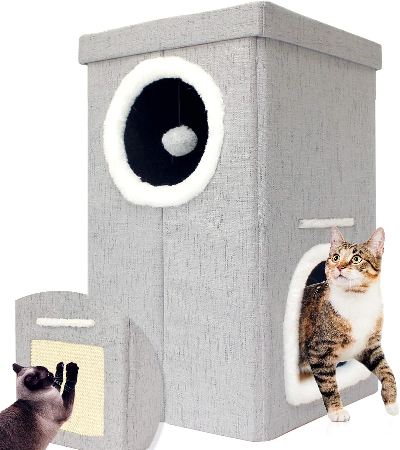 Pet Supply 2 Level Cat House - Modern Cat Condo & Kitten Bed