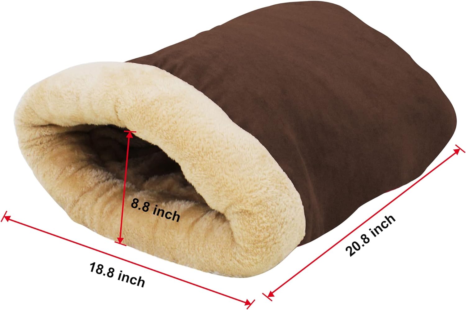 4 in 1 Self Warming Burrow Cat Bed, Pet Hideway Sleeping Cuddle Cave (Brown)