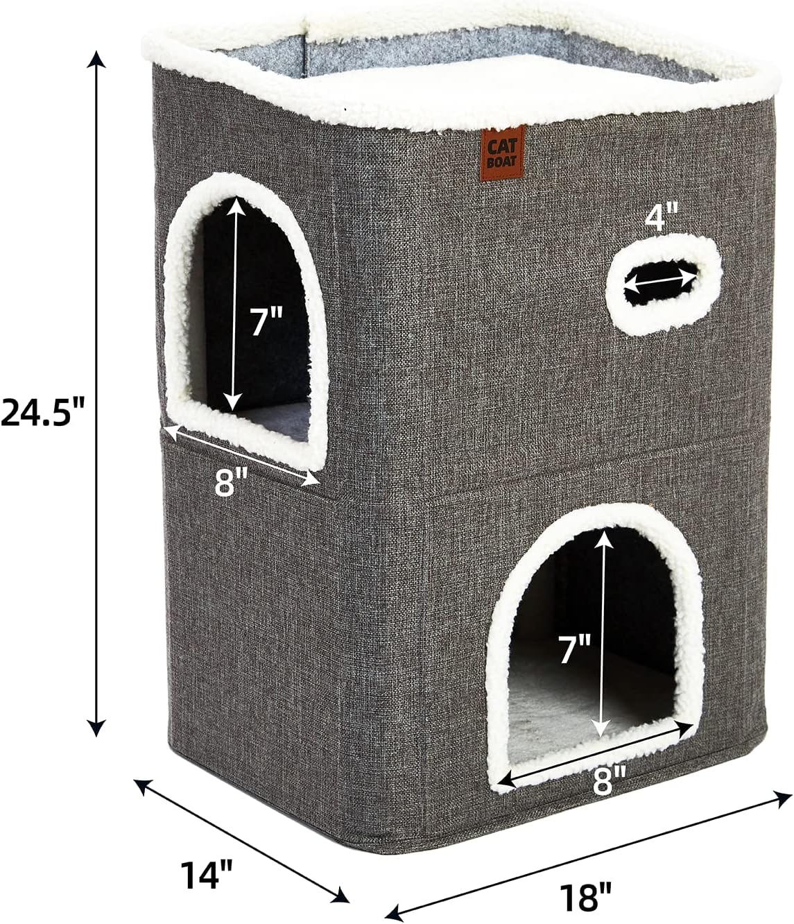 2-story Cat House for Indoor cat Bed, Covered Cat Beds and furniture with Scratch Pad and Hideaway Cave, Cute Modern Cat Condo