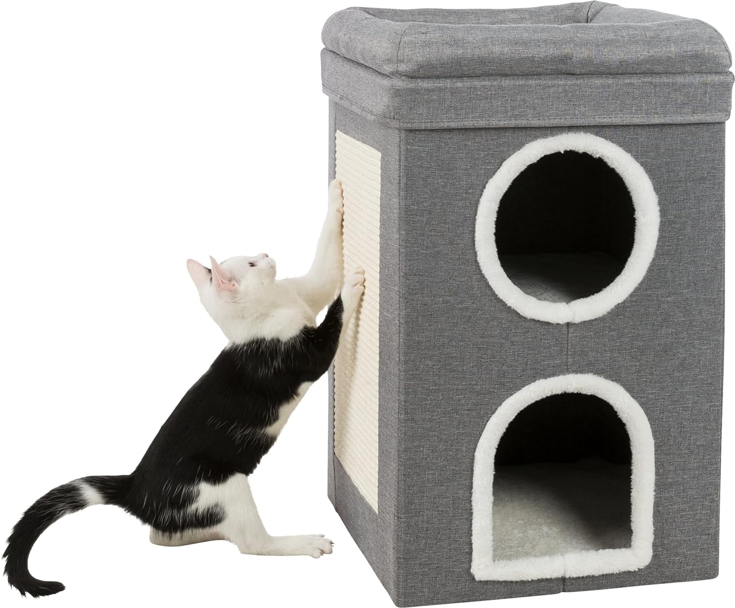 Cat Condo | 2-Story Condo Tower | Scratching Surface | Foldable for Easy Storage | Gray