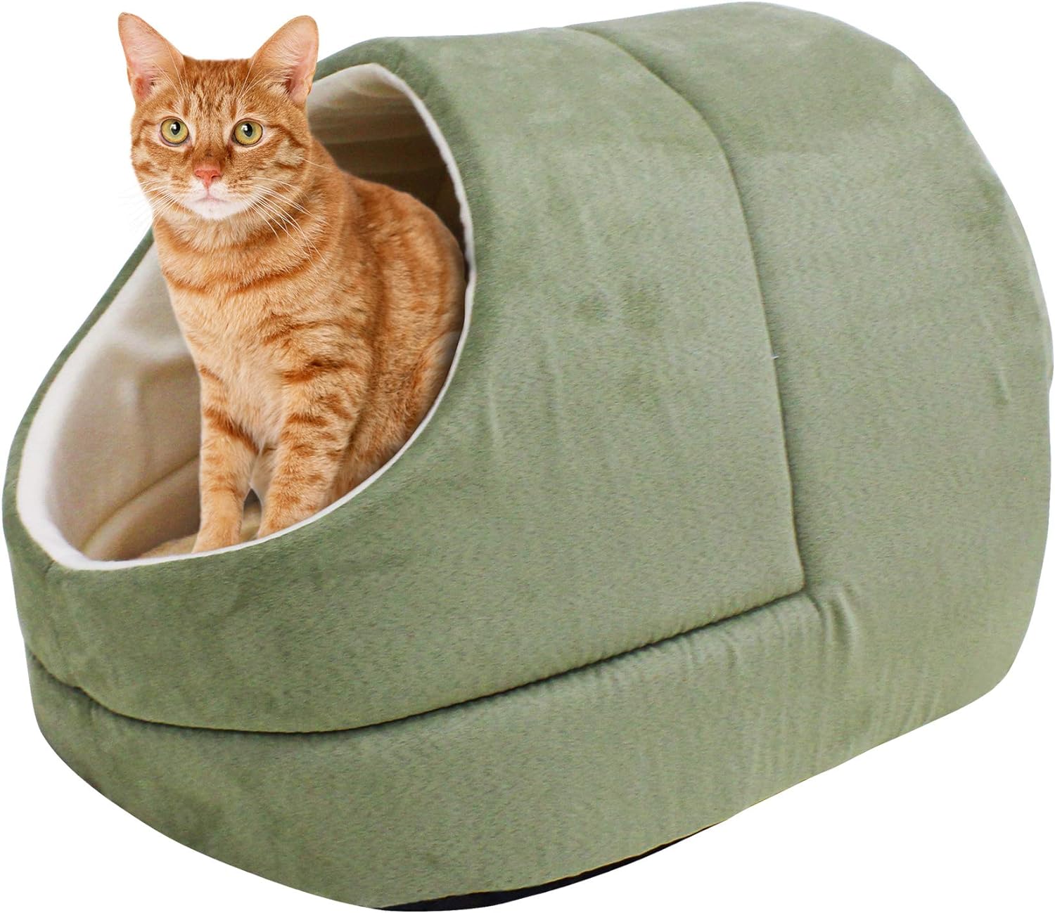 4 in 1 Self Warming Burrow Cat Bed, Pet Hideway Sleeping Cuddle Cave (Brown)