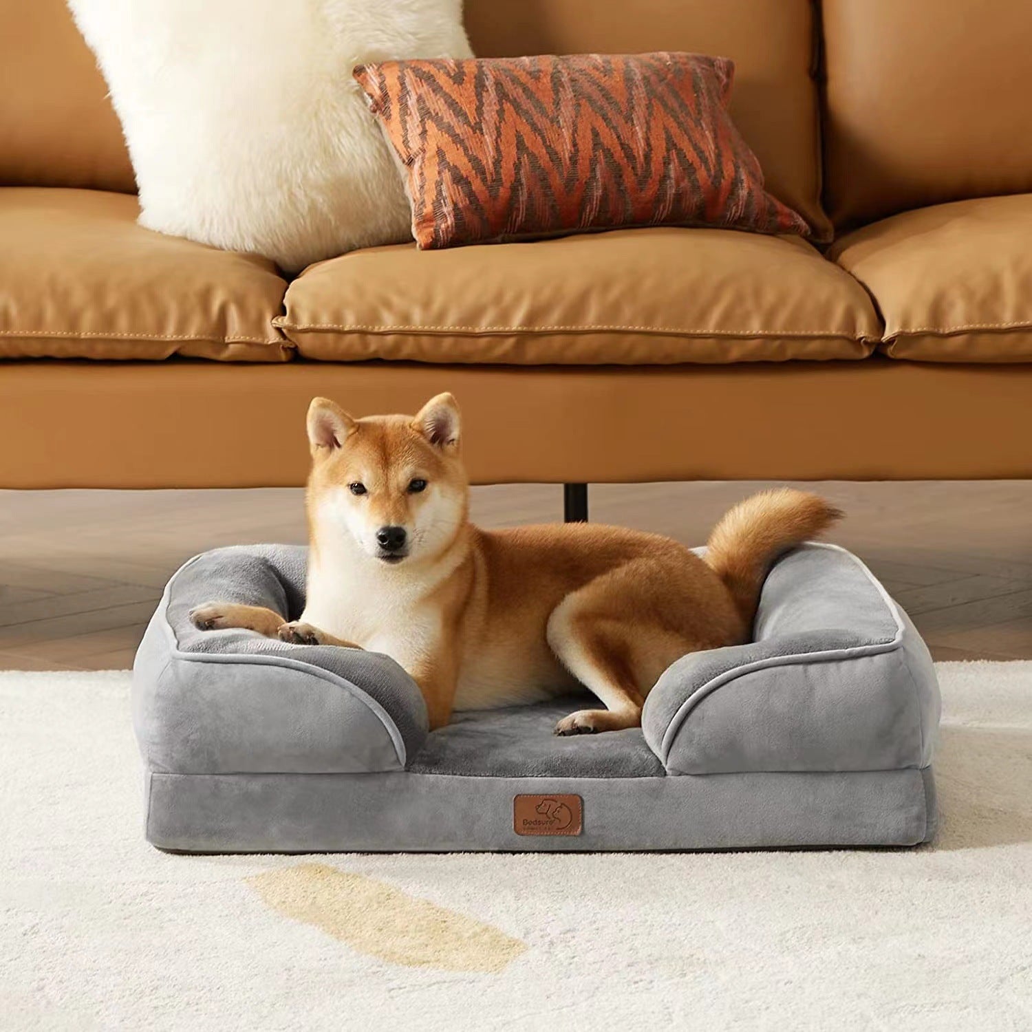 Dog Sofa Bed Medium, Supportive Foam Pet Couch Bed with Removable Washable Cover