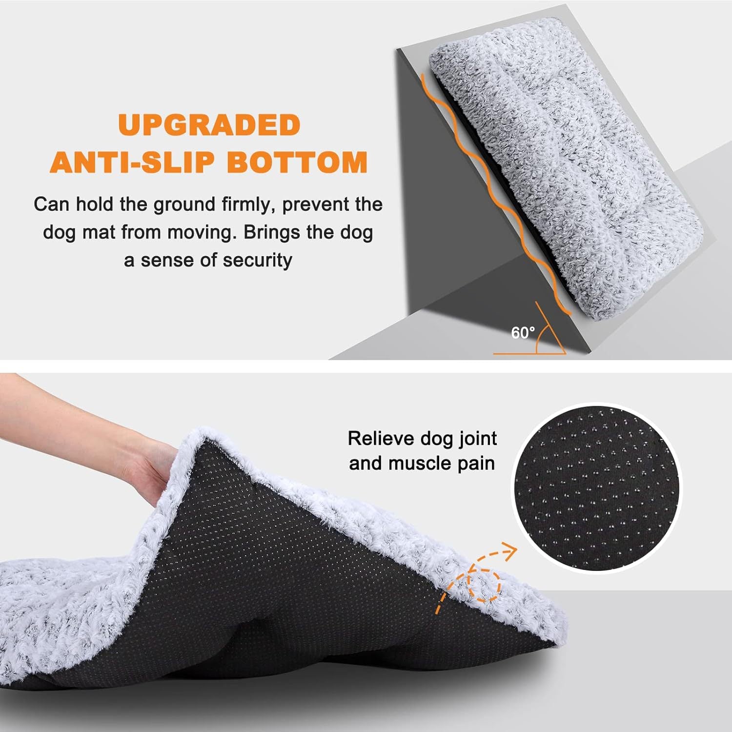 Washable Dog Bed Deluxe Plush Dog Crate Beds Fulffy Comfy Kennel Pad Anti-Slip Pet Sleeping Mat for Large