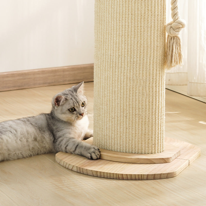 Cat Scratching Post, Cat Scratcher, 4-in-1 Premium Sisal Scratching Pad and Paper Rope Scratching Post with Interactive Track Toys and Dangling Plush Ball for Indoor Cats